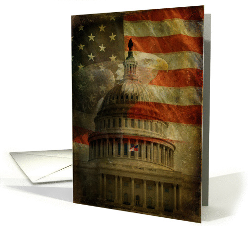 American Flag, Eagle, US Capital, Presidents' Day Greeting card