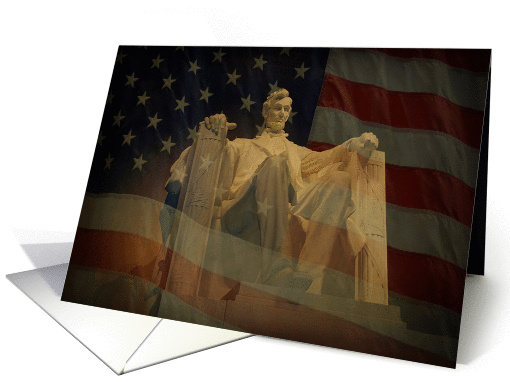 American Flag, Lincoln Memorial, Presidents' Day Greeting card