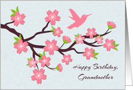 Happy Birthday, Grandmother, Pink Blossoms and Hummingbird card