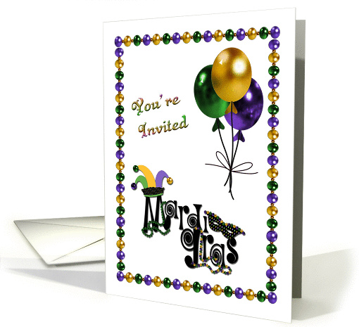 Beads, Balloons, Mardi Gras Party Invitation card (1211370)