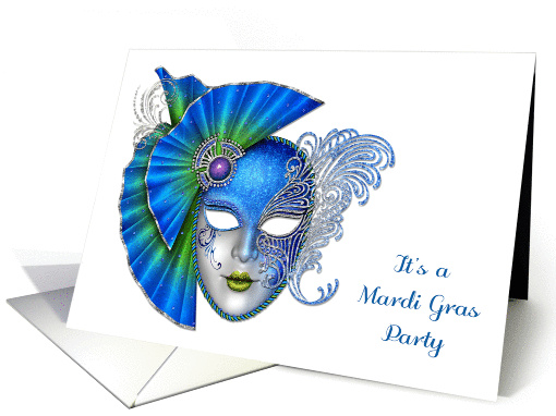 Ornate Blue Mask, Mardi Gras Party Invitation card (1211966)