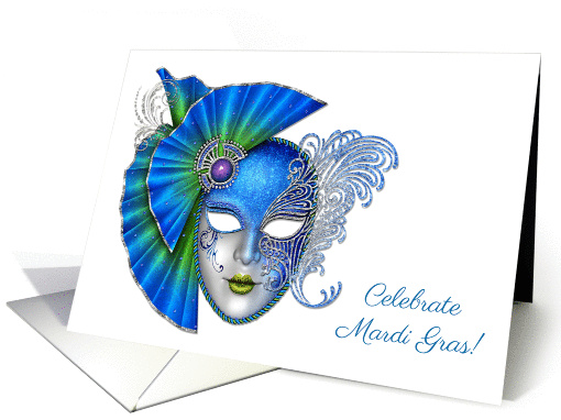 Ornate Blue Mask, Mardi Gras Greeting card (1212472)