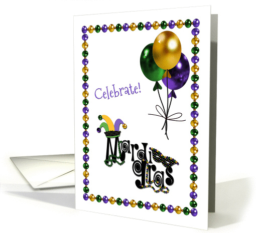 Colorful Masks, Balloons, Beads Mardi Gras Greeting card (1212572)