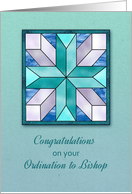 Cross Stained Glass, Bishop Ordination Congratulations card