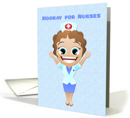 Cheering Female Cartoon Nurse, Nurses Day Greeting card (1216614)