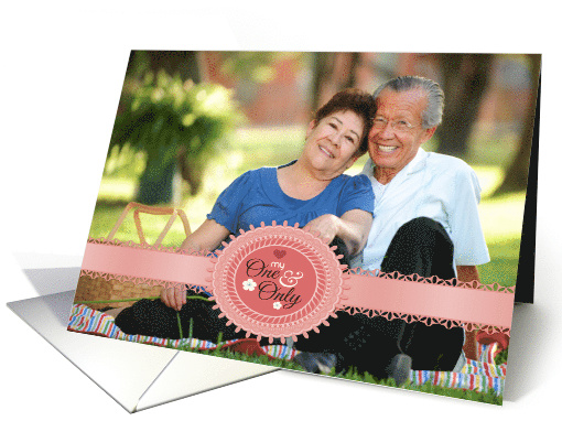 Pink Ribbon, Oval Tag with Text, Valentine's Day Photo card (1217196)
