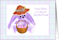 Bunny, Red Hat Friend Easter Greeting card