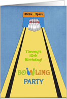 Bowling Birthday Party Invitation, Customizable Name card