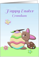 Easter Bunny, Painting Egg, Happy Easter Grandson Greeting card