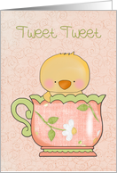 Yellow Chick in Tea Cup, Easter Greeting card