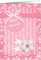 Pink Polka Dots, Tag, Flowers Girl Baby Shower Invitation card