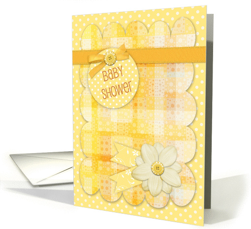 Yellow Polka Dots, Tag, Flowers, Baby Shower Invitation card (1227138)