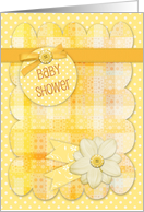 Yellow Polka Dots, Tag, Flowers, Baby Shower Invitation card