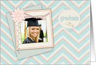 Pastel Chevron, Scrapbook Style Graduation Photo Card