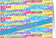 Colorful Word Art, Happy Birthday from All of Us card