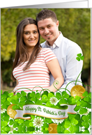 St. Patrick’s Day, Shamrocks and Coins Photo Card