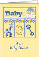 Blue and Yellow Baby Items, Boy Baby Shower card