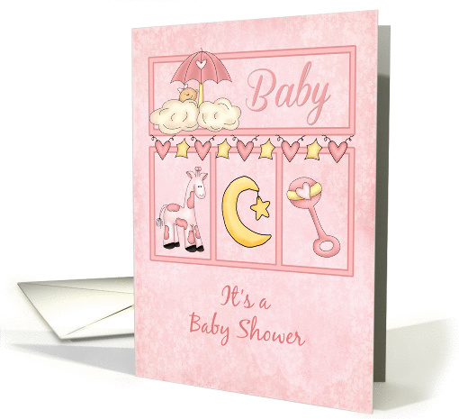 Pink and Yellow Baby Items, Girl Baby Shower card (1249852)