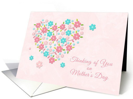 Pink and Blue Floral Heart, Mother's Day card (1250832)