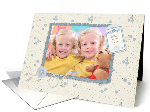 Blue Floral, Mother's Day for Best Mom, Photo card (1251578)