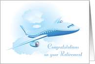 Airplane, Blue Skies, Flight Attendant Retirement card