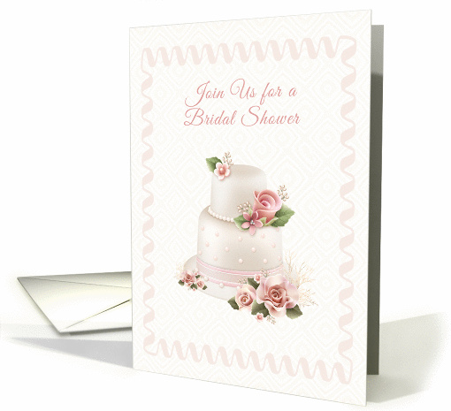 Blush Wedding Cake, Roses, Bridal Shower Invitation card (1261468)
