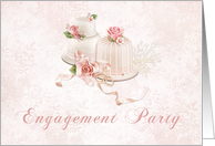 Blush Wedding Cake, Roses, Engagement Party Invitation card
