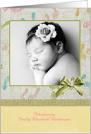 Tiny Footprints, Baby Photo Announcement card