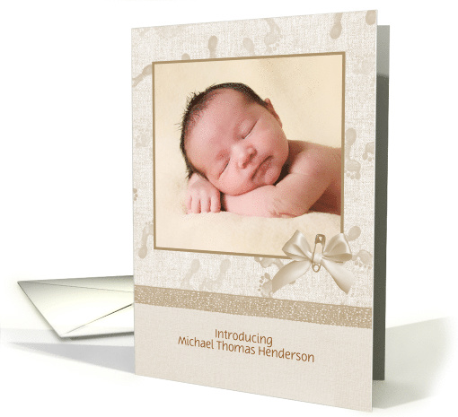 Custom Photo Tiny Footprints Cream for New Baby card (1264484)