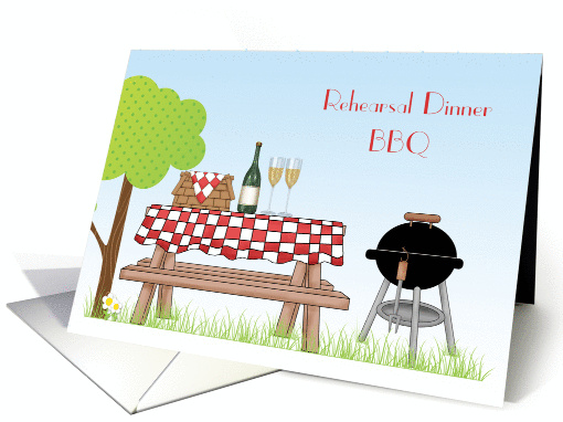 Rehearsal Dinner, Picnic Table, BBQ Invitation card (1265208)