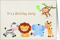 Cute Zoo Animals, Birthday Party Invitation card