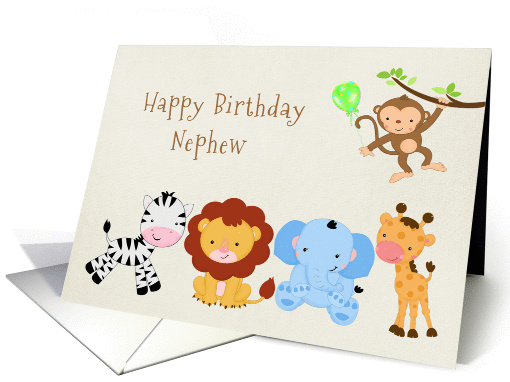 Cute Zoo Animals, Birthday for Nephew card (1271080)