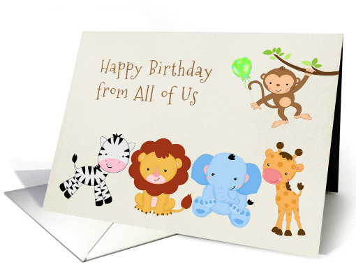 Cute Zoo Animals, Birthday from All of Us card (1271082)
