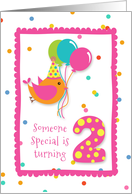 Birthday Bird, Confetti, Turning Two card