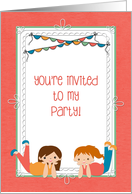 Young Girls, Birthday Party Invitation card