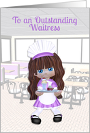 Waitress in Purple, National Waiters and Waitress Day, Thank You card