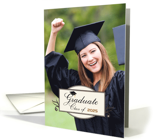 Stylish Retro Tag, Graduation Photo Announcement card (1275516)