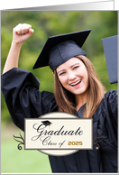 Stylish Retro Tag, Graduation Photo Announcement card