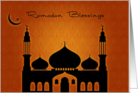 Mosque, Golden, Ramadan Blessings card