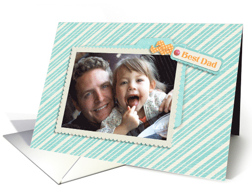 Blue Striped  Best Dad Photo Father's Day card (1282004)