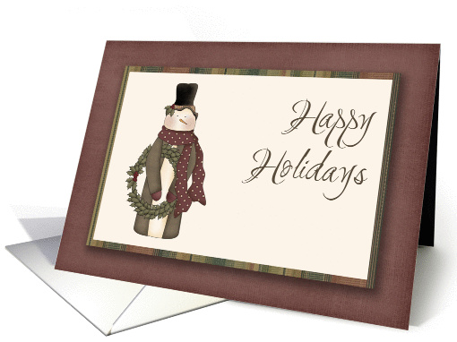 Rustic Snowman, Wreath, Happy Holidays card (1297680)