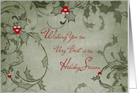 Green Holly Swirls, Christmas card