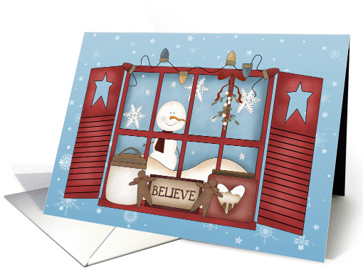 Winter Holiday Window with Snowman card (1311364)