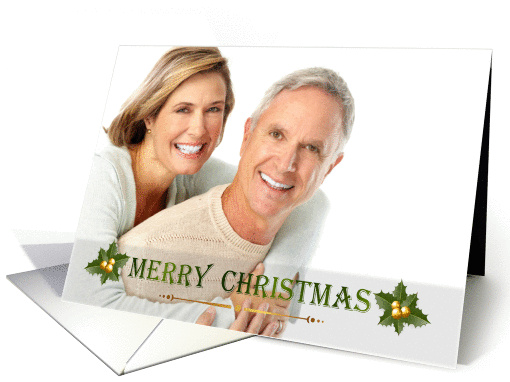 Merry Christmas Green Holiday Photo card (1312164)