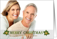 Merry Christmas Green Holiday Photo Card