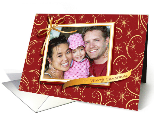 Red and Gold Swirls, Merry Christmas Photo card (1313268)