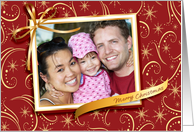 Red and Gold Swirls, Merry Christmas Photo Card