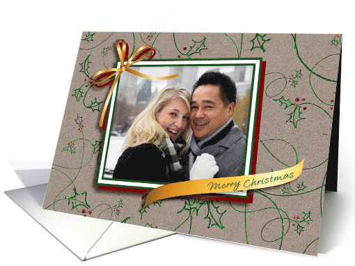 Holly Sparkle, Holiday Frame, Merry Christmas Photo card (1313270)