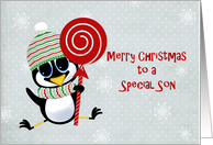 Christmas Penguin, Snowflakes, Son card
