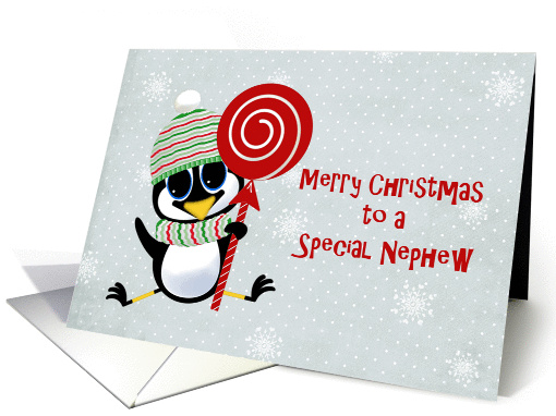 Christmas Penguin, Snowflakes, Nephew card (1318278)